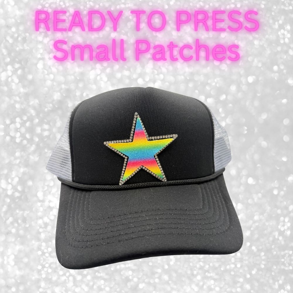 ⭐ Rhinestone Star Ready-to-Press Small Patches  Perfect for Hats, Bags, Clothing & More!