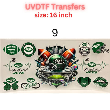 Football Team Inspired UVDTF Cup Wrap | 16oz Libbey Glass Transfer | Sports Fan Tumbler Wrap | Game Day Cup Decal | Football Lover Gift