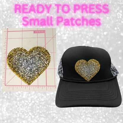 ❤️ Ready to Press Rhinestone Heart Patches – Small Size