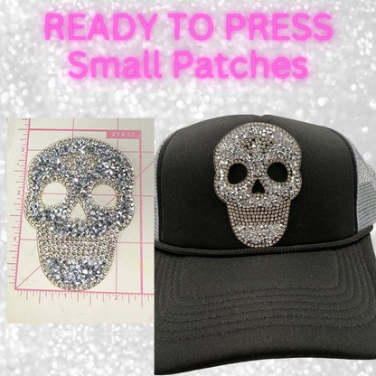 ✨ Rhinestone Patches – Skull, Star & Flower Designs  Ready to Press | Perfect for Hats, Clothing & Accessories