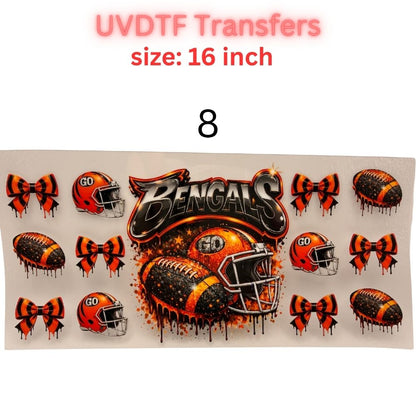 Orange & Black Football Fan UV DTF Transfer – 16 Inch