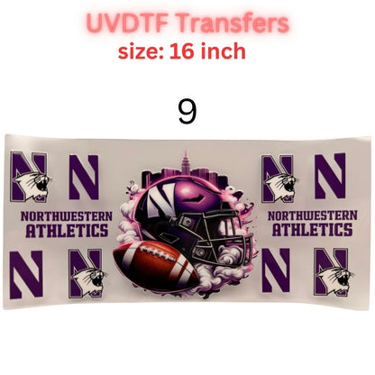 Football Inspired UVDTF Cup Wraps | 16 oz Glass Wrap Transfers | Game Day Helmet Designs | Sports Color Themes
