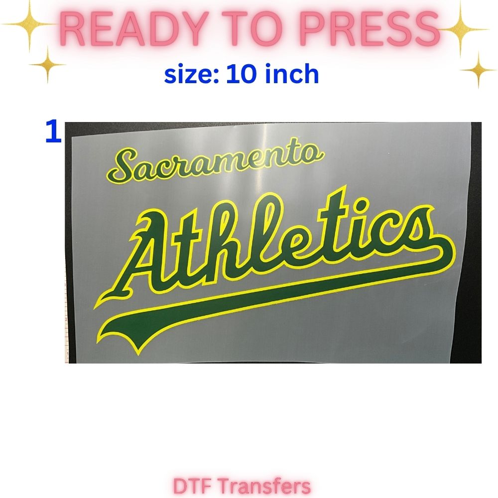 Ready to Press DTF Transfer | Sacramento Baseball Fan Inspired Shirt Transfers | 10 & 12 Inch Heat Transfers | Choose Your Design