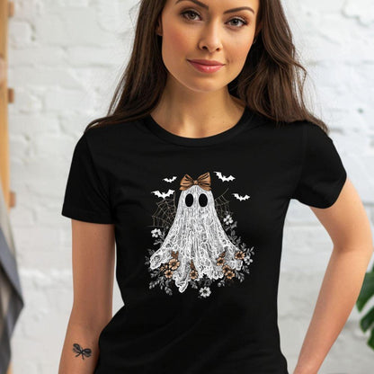 Halloween Lace Ghost DTF Transfer – Spooky Coquette Iron-On (10-Inch Ready to Press)