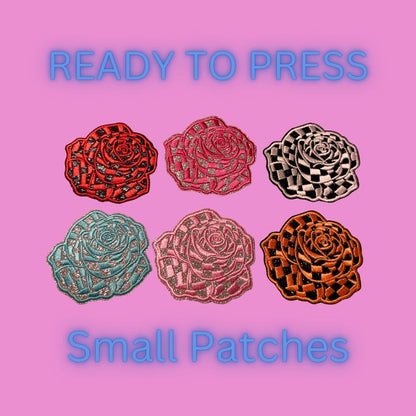 🌹 Rose Small Patches – Ready to Press Embroidery Appliqués | Hat, Jacket, Bag & Clothing Heat Press Iron-On