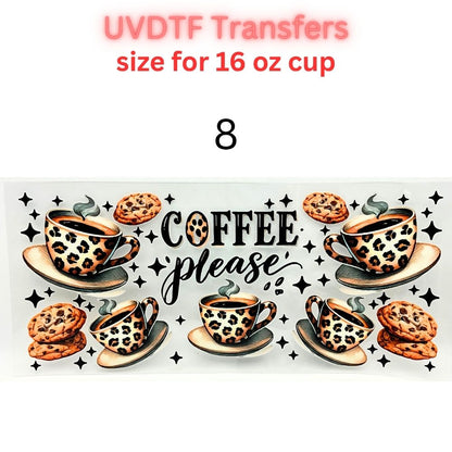 Cute Coffee & Lifestyle UV DTF Cup Wrap Bundle | 16oz & 40oz Tumbler Transfers | Funny, Western, Latina, Aesthetic Drinkware Decals