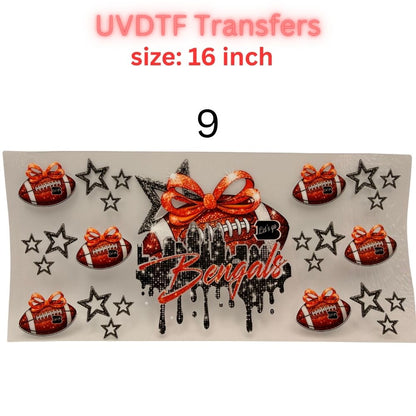Orange & Black Football Fan UV DTF Transfer – 16 Inch