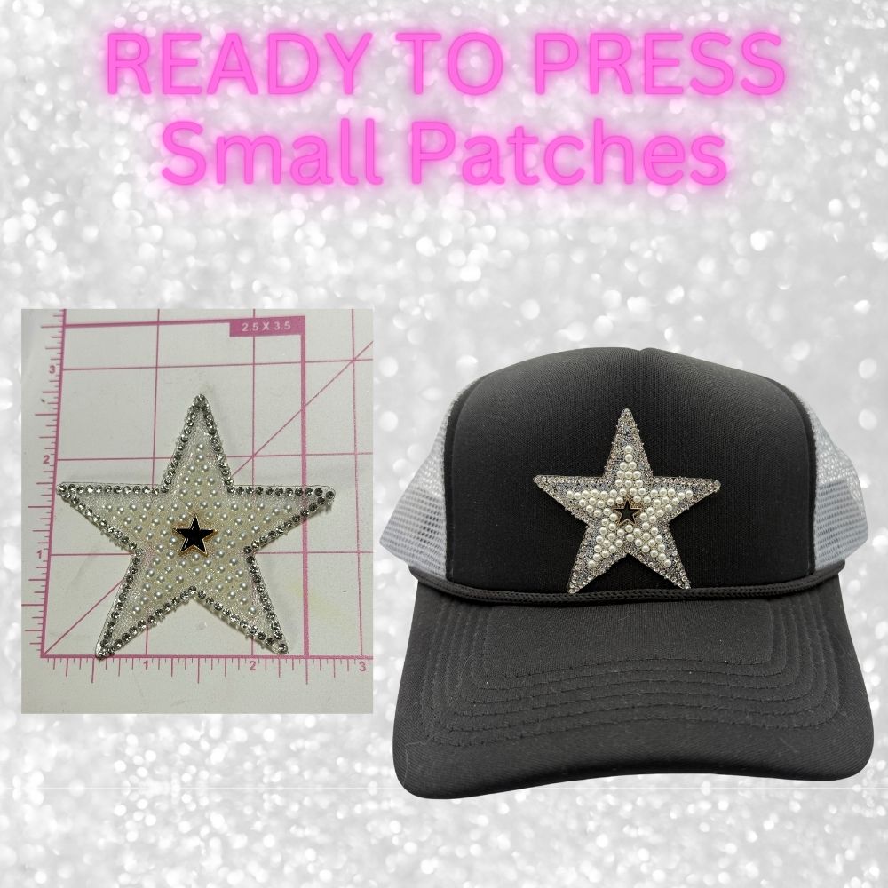 ✨ Rhinestone Patches – Skull, Star & Flower Designs  Ready to Press | Perfect for Hats, Clothing & Accessories