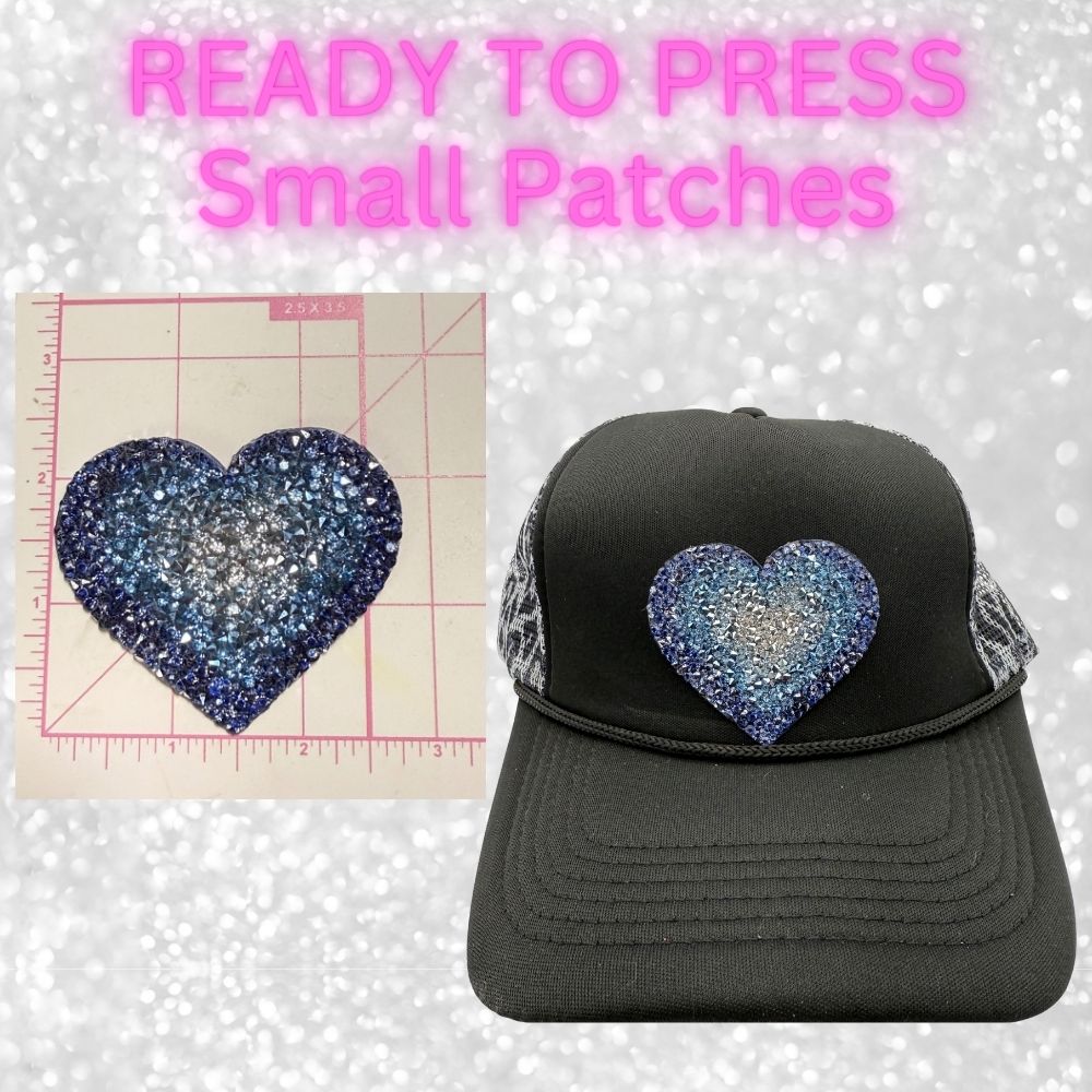 ❤️ Ready to Press Rhinestone Heart Patches – Small Size
