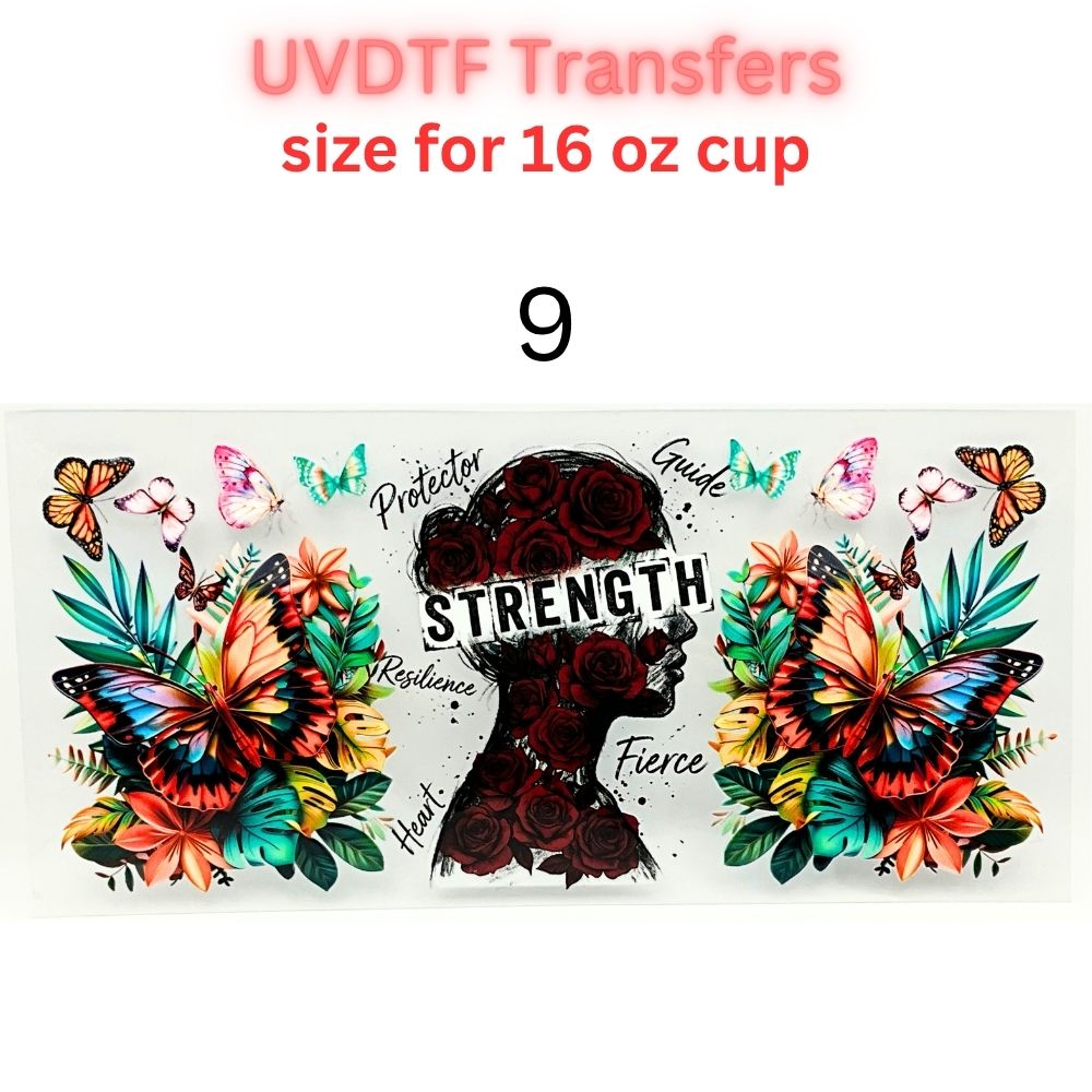 Mother UVDTF Cup Wrap | Mama Floral Tumbler Decal | Mom Gift Transfer | 16oz Glass Cup Wrap | Butterfly Flower Design