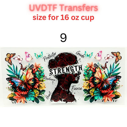 Mother UVDTF Cup Wrap | Mama Floral Tumbler Decal | Mom Gift Transfer | 16oz Glass Cup Wrap | Butterfly Flower Design
