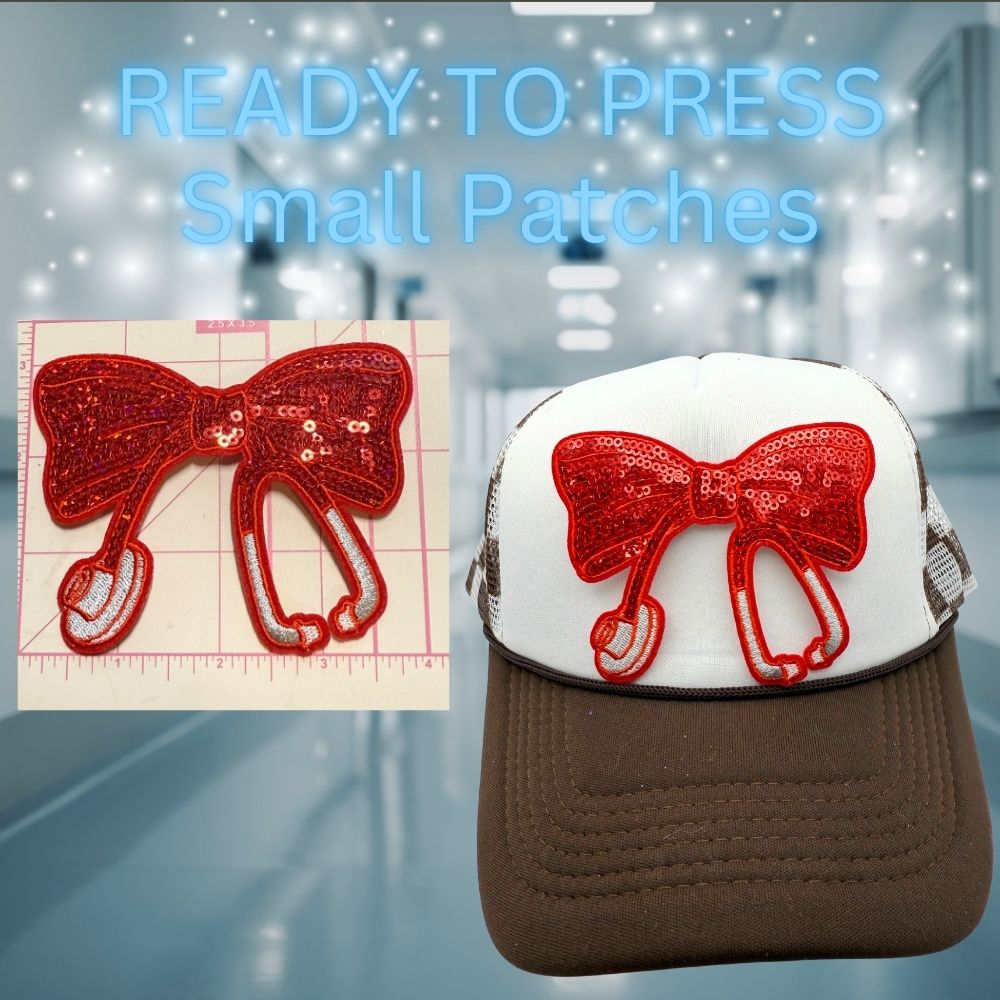 READY TO PRESS – Sequin Bow Stethoscope Patches