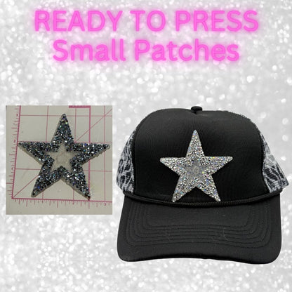⭐ READY TO PRESS – Small Star Patches  Rhinestone | Glitter | Appliqué | Trucker Hat Patches