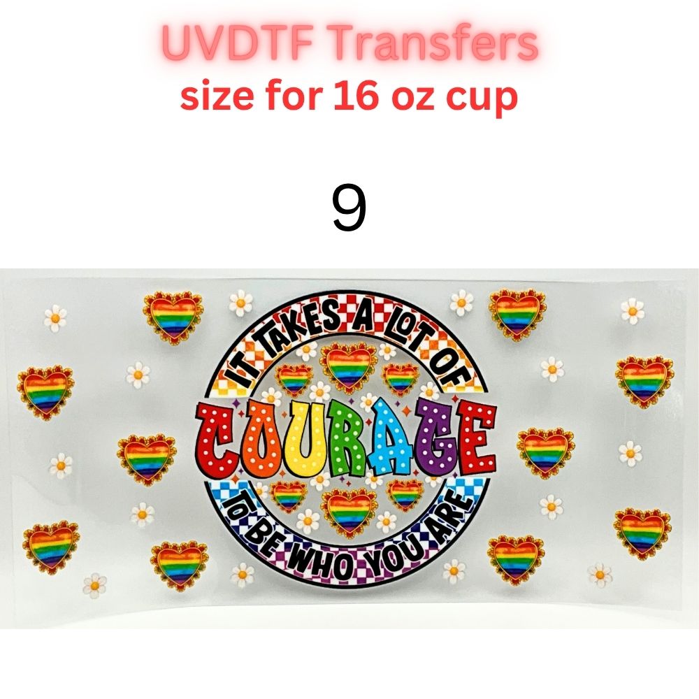 Rainbow Pride UVDTF Cup Wrap | Love & Equality Glass Cup Decal | Colorful Tumbler Wrap | 16oz Libbey Transfer