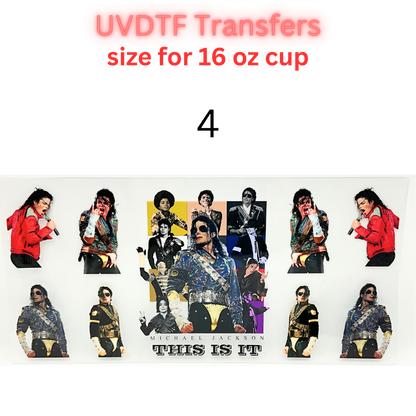 Music Era Inspired UV DTF Cup Wrap | Retro Pop Legend Inspired | 16 oz Libbey Glass Wrap | UV DTF Transfer