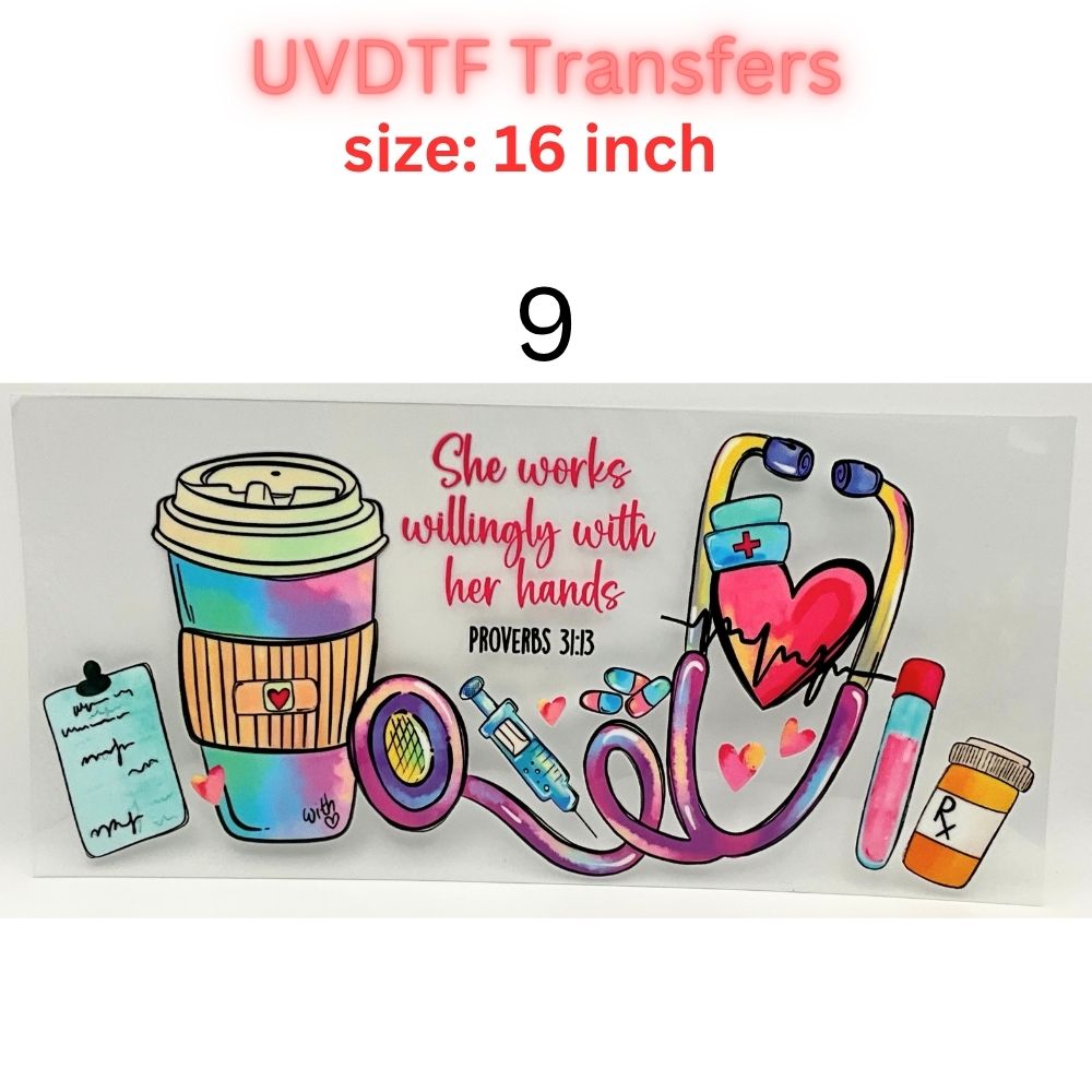Nurse UVDTF Cup Wrap | 16oz Glass Can Transfer | Nurse Life Tumbler Decal | Healthcare Gift | RN CNA Medical Wrap