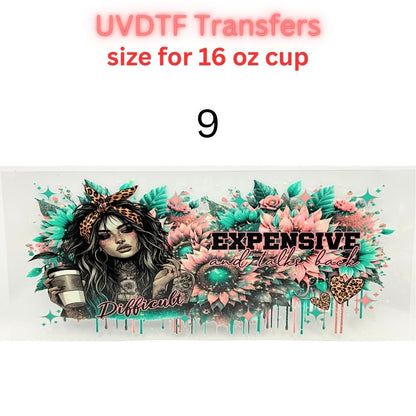 Boho Floral UV DTF Cup Wrap for 16oz Glass Can | Western Cowgirl, Book Lover & Sunflower Tumbler Decal | Aesthetic Drinkware Transfer