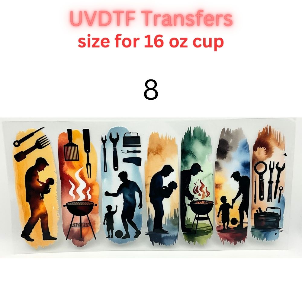 Patriotic & Blue Collar UV DTF Cup Wraps | 16oz Tumbler Transfers | Fishing, Firefighter, Military, Dad Life, Americana Designs
