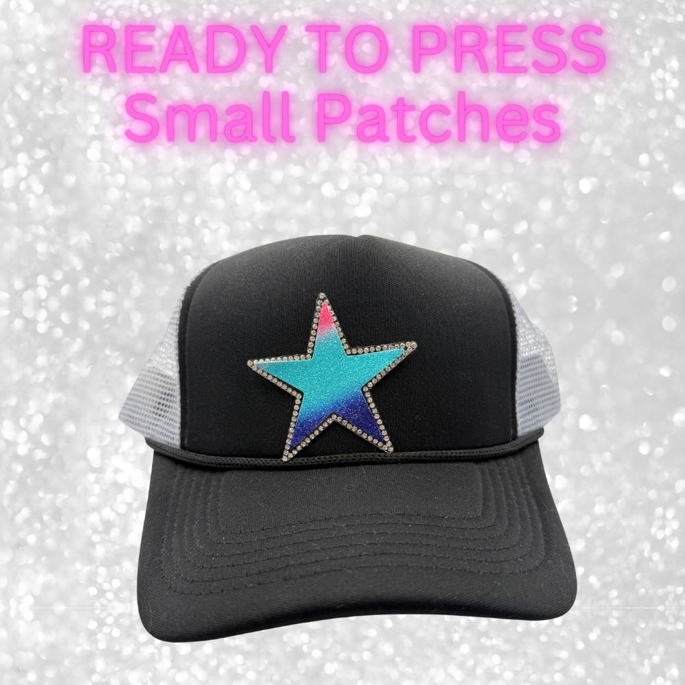 ⭐ Rhinestone Star Ready-to-Press Small Patches  Perfect for Hats, Bags, Clothing & More!