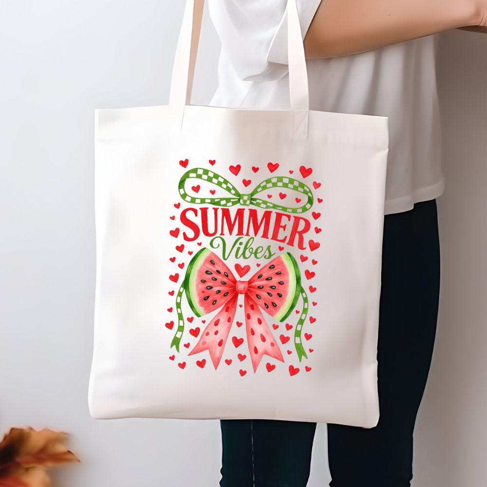 Summer Vibes Ribbon Watermelon DTF Transfer – Bright Color Ready to Press Heat Transfer