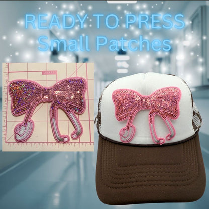READY TO PRESS – Sequin Bow Stethoscope Patches