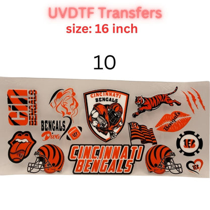 Orange & Black Football Fan UV DTF Transfer – 16 Inch