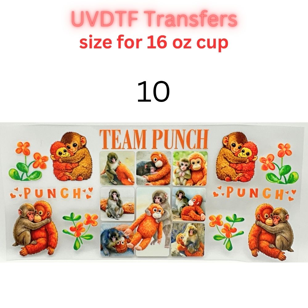 Cute Monkey UVDTF Cup Wrap | Plush Animal Tumbler Decal | Kawaii Cartoon Wrap | 16oz Glass Cup Transfer