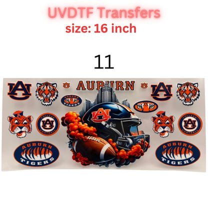 Football Inspired UVDTF Cup Wraps | 16 oz Glass Wrap Transfers | Game Day Helmet Designs | Sports Color Themes
