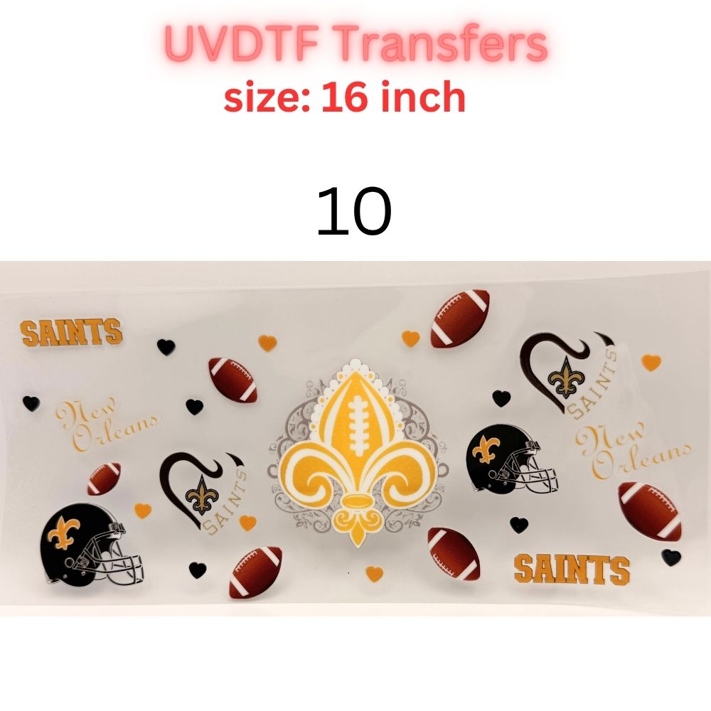 Football Team Color UVDTF Cup Wrap | 16oz Libbey Glass Transfer | Game Day Tumbler Decal | Purple Gold Black Blue Sports Wrap