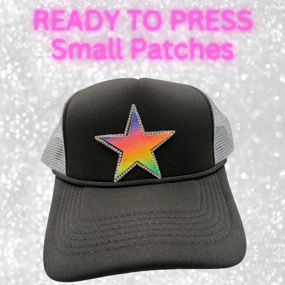 ⭐ Rhinestone Star Ready-to-Press Small Patches  Perfect for Hats, Bags, Clothing & More!