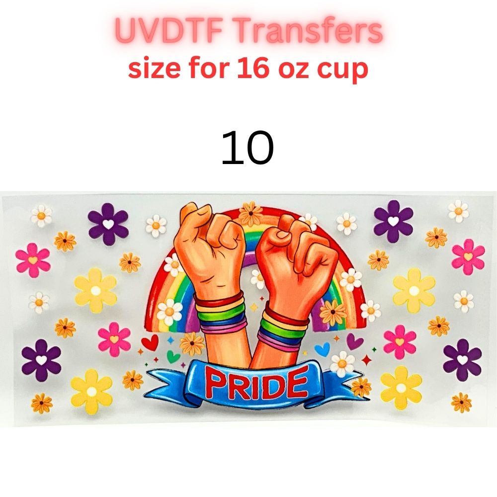 Rainbow Pride UVDTF Cup Wrap | Love & Equality Glass Cup Decal | Colorful Tumbler Wrap | 16oz Libbey Transfer