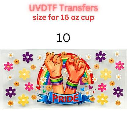 Rainbow Pride UVDTF Cup Wrap | Love & Equality Glass Cup Decal | Colorful Tumbler Wrap | 16oz Libbey Transfer