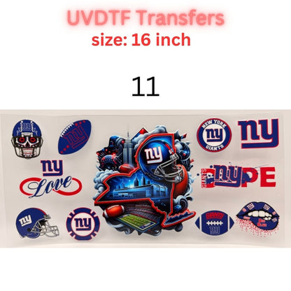 Football Team Inspired UVDTF Cup Wrap | 16oz Libbey Glass Transfer | Sports Fan Tumbler Wrap | Game Day Cup Decal | Football Lover Gift
