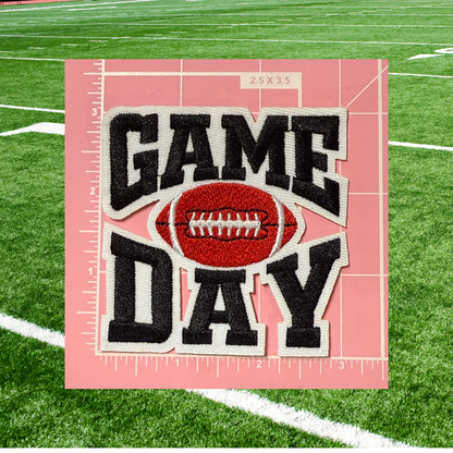 🏈 Game Day Small Patches – Ready to Press Glitter Embroidered Iron-On | Football Hat, Jacket &amp; Tote Appliqué