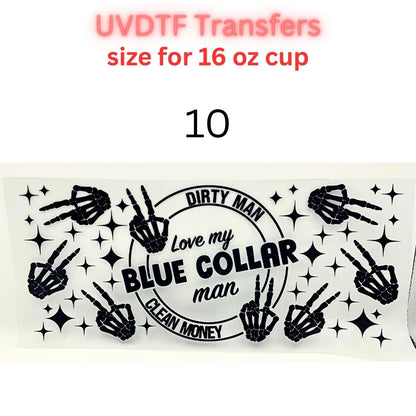 Patriotic & Blue Collar UV DTF Cup Wraps | 16oz Tumbler Transfers | Fishing, Firefighter, Military, Dad Life, Americana Designs