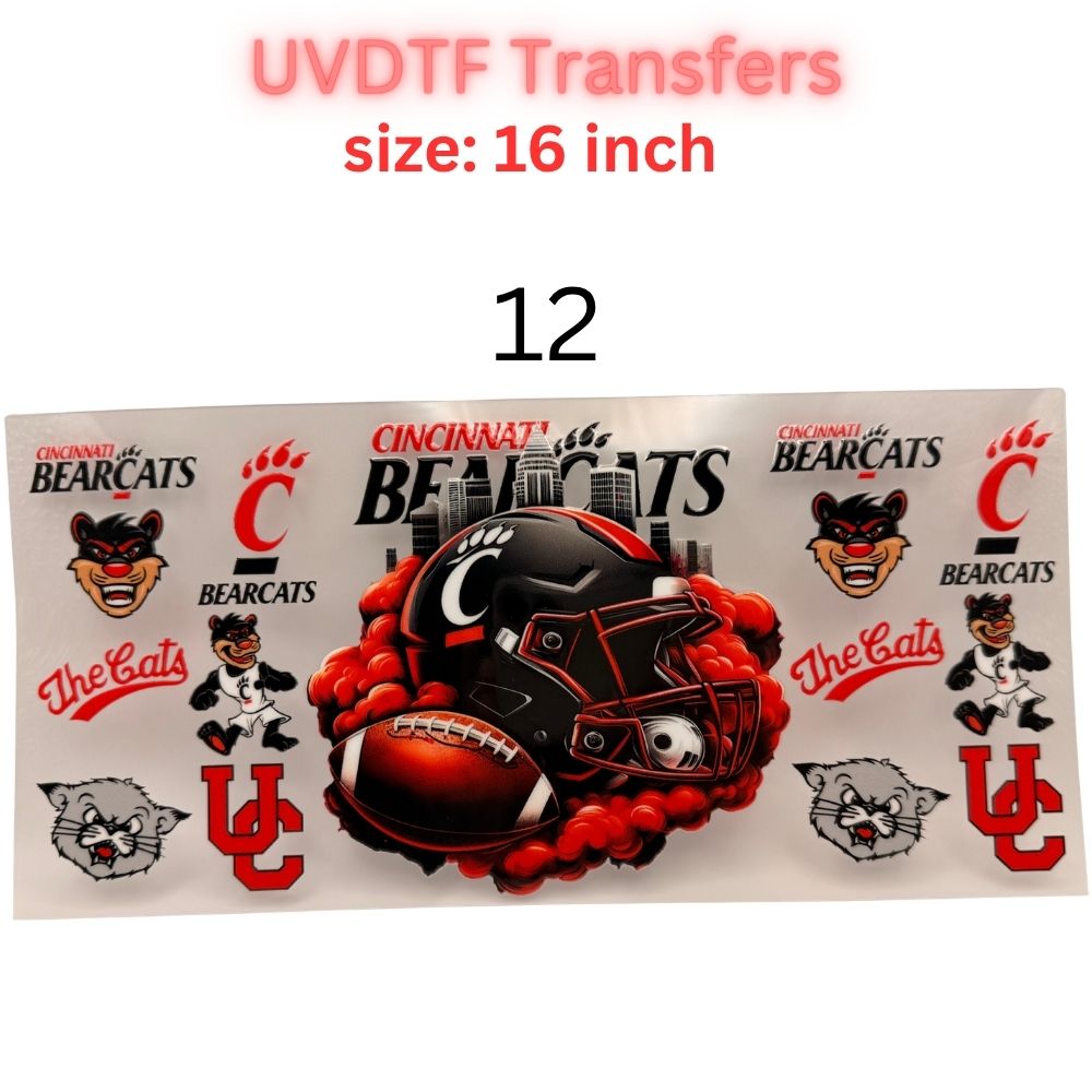 Football Inspired UVDTF Cup Wraps | 16 oz Glass Wrap Transfers | Game Day Helmet Designs | Sports Color Themes