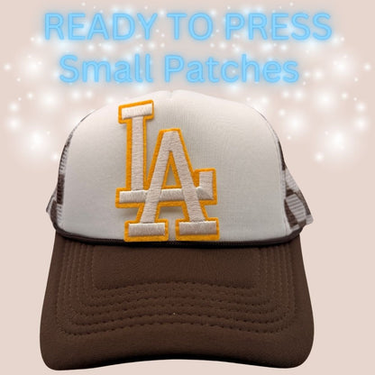 Ready-to-Press Small LA Letter Patches | Chenille Embroidered Iron-On Appliqués | Multiple Colors & Styles