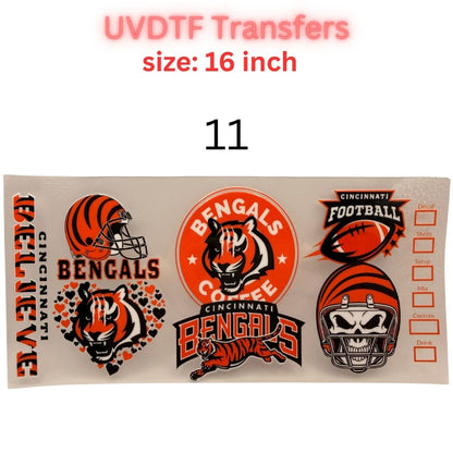 Orange & Black Football Fan UV DTF Transfer – 16 Inch