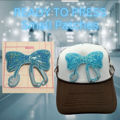 READY TO PRESS – Sequin Bow Stethoscope Patches