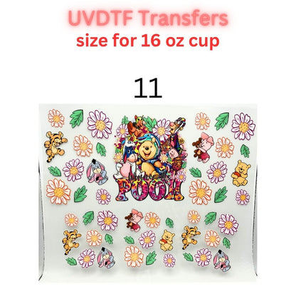 Cute Cartoon UV DTF Cup Wrap for 16oz Glass Can | Retro Strawberry, Farm Animals, Bear & Bird Drinkware Transfer