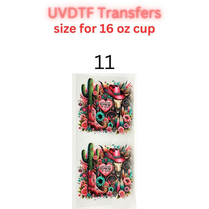 Boho Floral UV DTF Cup Wrap for 16oz Glass Can | Western Cowgirl, Book Lover & Sunflower Tumbler Decal | Aesthetic Drinkware Transfer