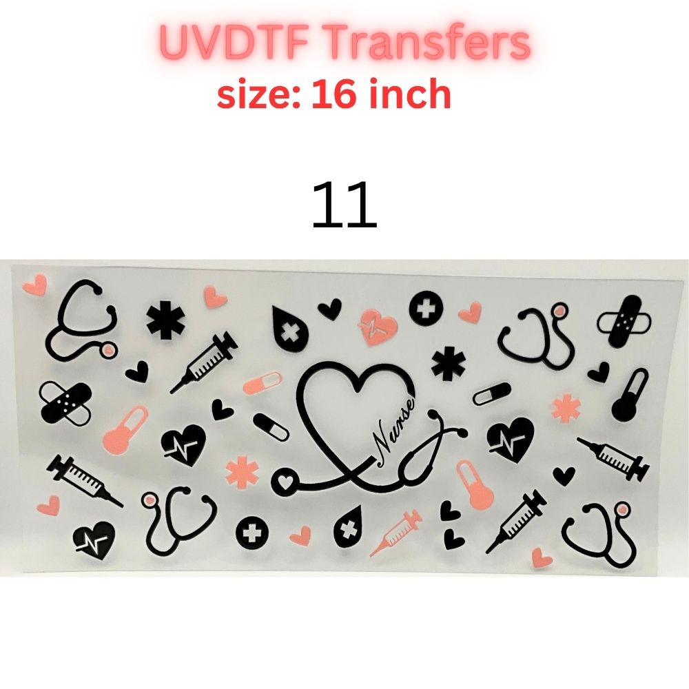 Nurse UVDTF Cup Wrap | 16oz Glass Can Transfer | Nurse Life Tumbler Decal | Healthcare Gift | RN CNA Medical Wrap