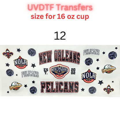 Pro Basketball City Team Inspired Wraps | UVDTF 16oz Glass Can Transfer | Pro Hoops Fan Cup Decals | Game Day Tumbler Wrap
