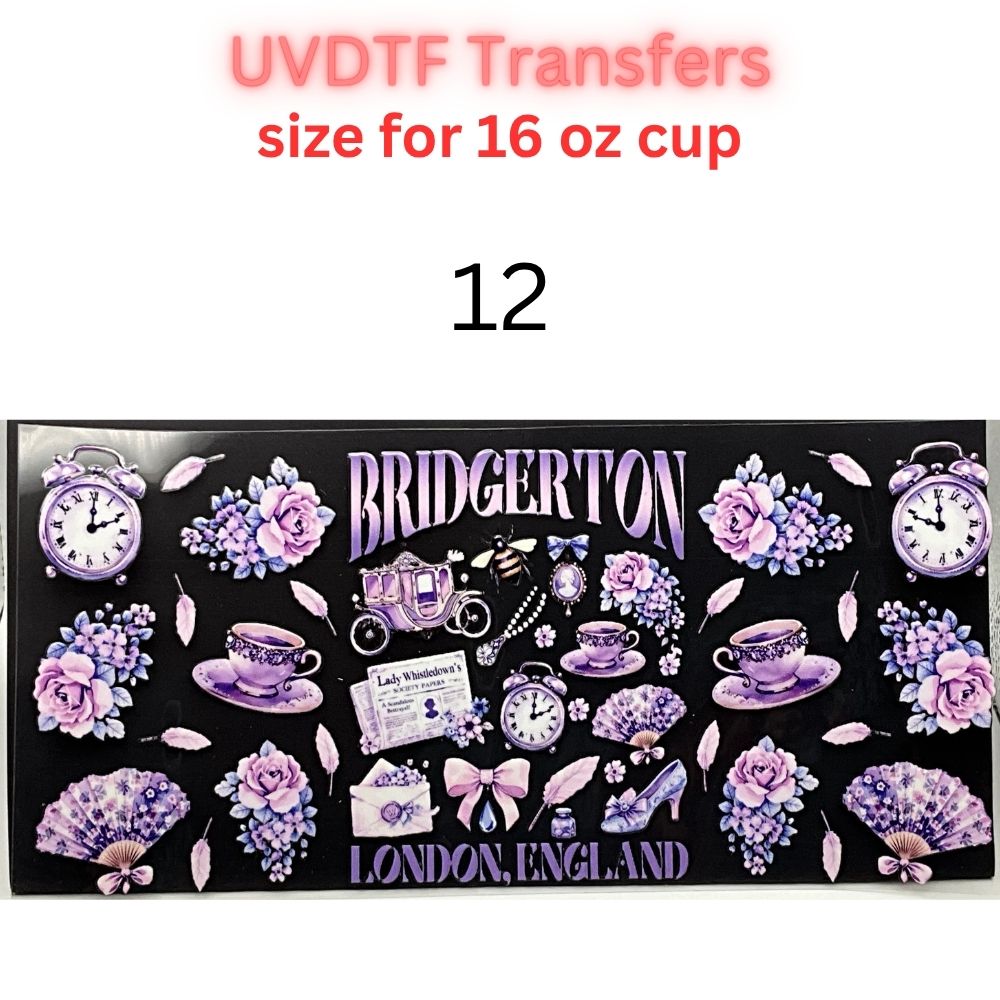 Regency Tea Party UVDTF Cup Wraps | Vintage Tea Aesthetic Transfers | Floral Tea Cup Designs | 16oz Glass Cup Wrap Decals
