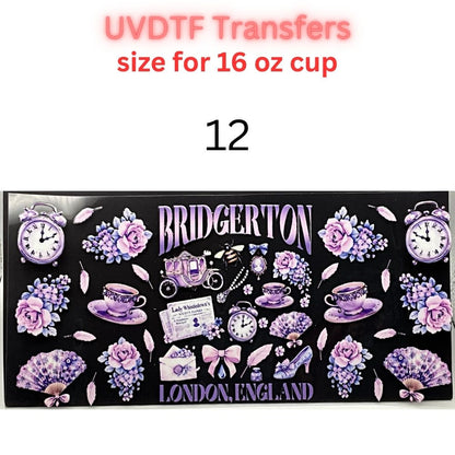 Regency Tea Party UVDTF Cup Wraps | Vintage Tea Aesthetic Transfers | Floral Tea Cup Designs | 16oz Glass Cup Wrap Decals