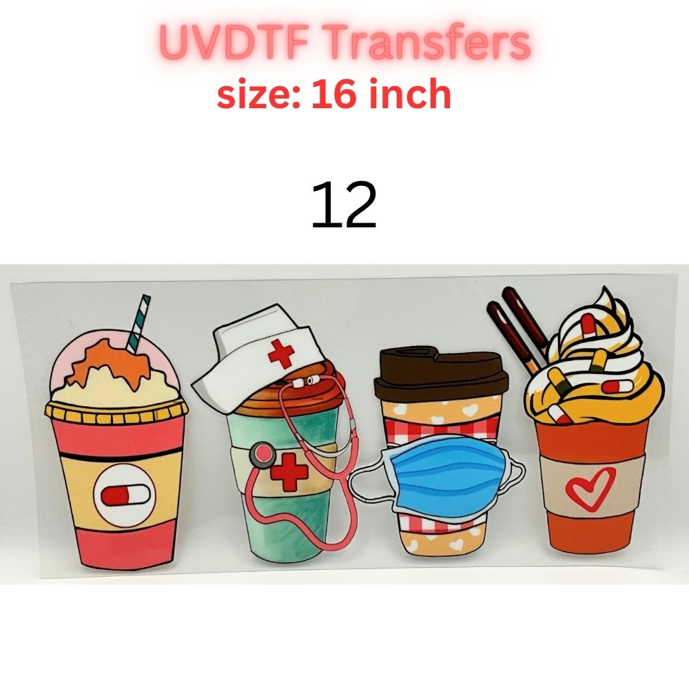 Nurse UVDTF Cup Wrap | 16oz Glass Can Transfer | Nurse Life Tumbler Decal | Healthcare Gift | RN CNA Medical Wrap