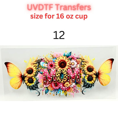 Mother UVDTF Cup Wrap | Mama Floral Tumbler Decal | Mom Gift Transfer | 16oz Glass Cup Wrap | Butterfly Flower Design