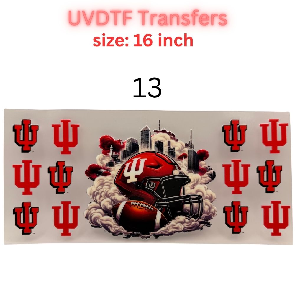 Football Inspired UVDTF Cup Wraps | 16 oz Glass Wrap Transfers | Game Day Helmet Designs | Sports Color Themes