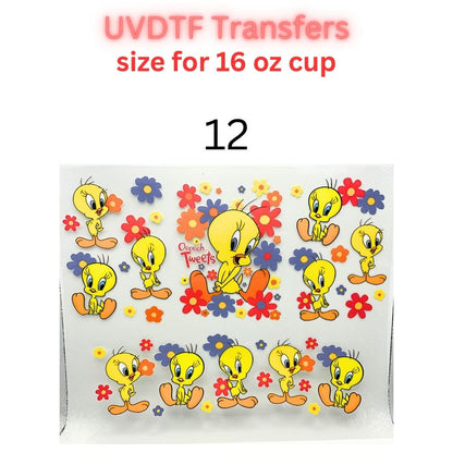 Cute Cartoon UV DTF Cup Wrap for 16oz Glass Can | Retro Strawberry, Farm Animals, Bear & Bird Drinkware Transfer