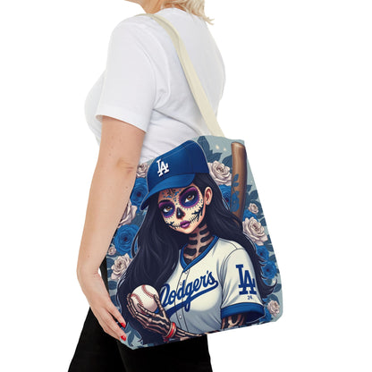 Sugar Skull Baseball Tote Bag, Unique Tote for Sports Fans, Day of the Dead Inspired, Stylish Shopping Bag, Gift for Her